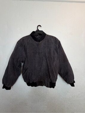 VTG 90s Barney's Argentine Leather Bomber Jacket - Black Suede - Size Medium